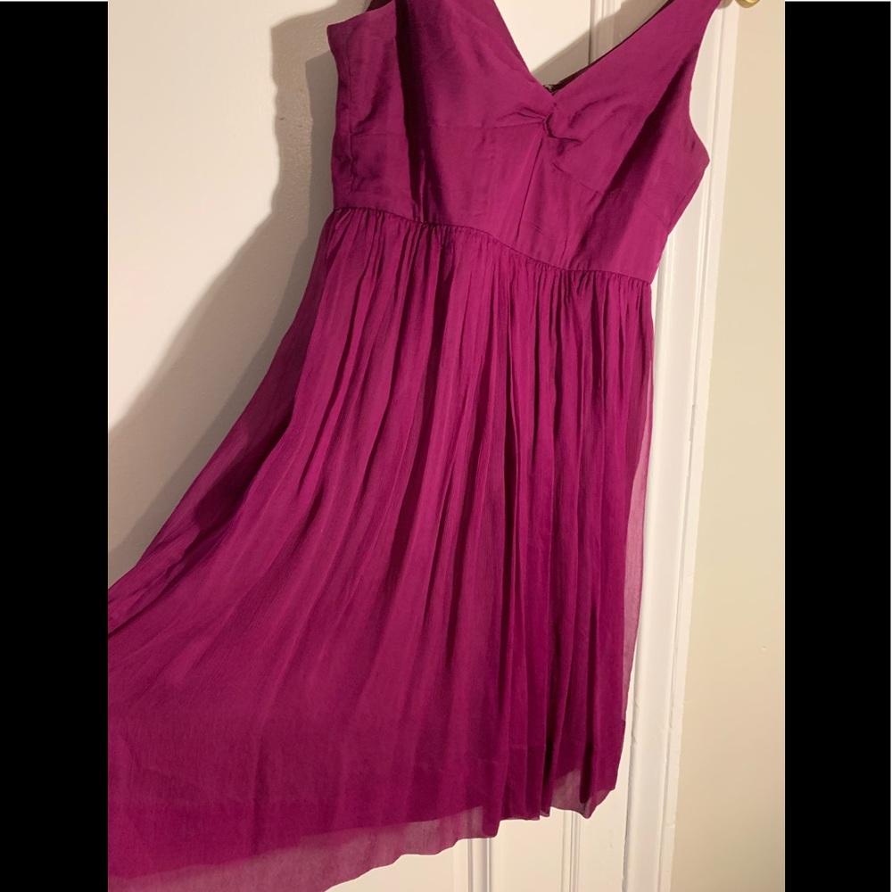 JCrew VNeck Chiffon Party Dress, Fuchsia Size 14